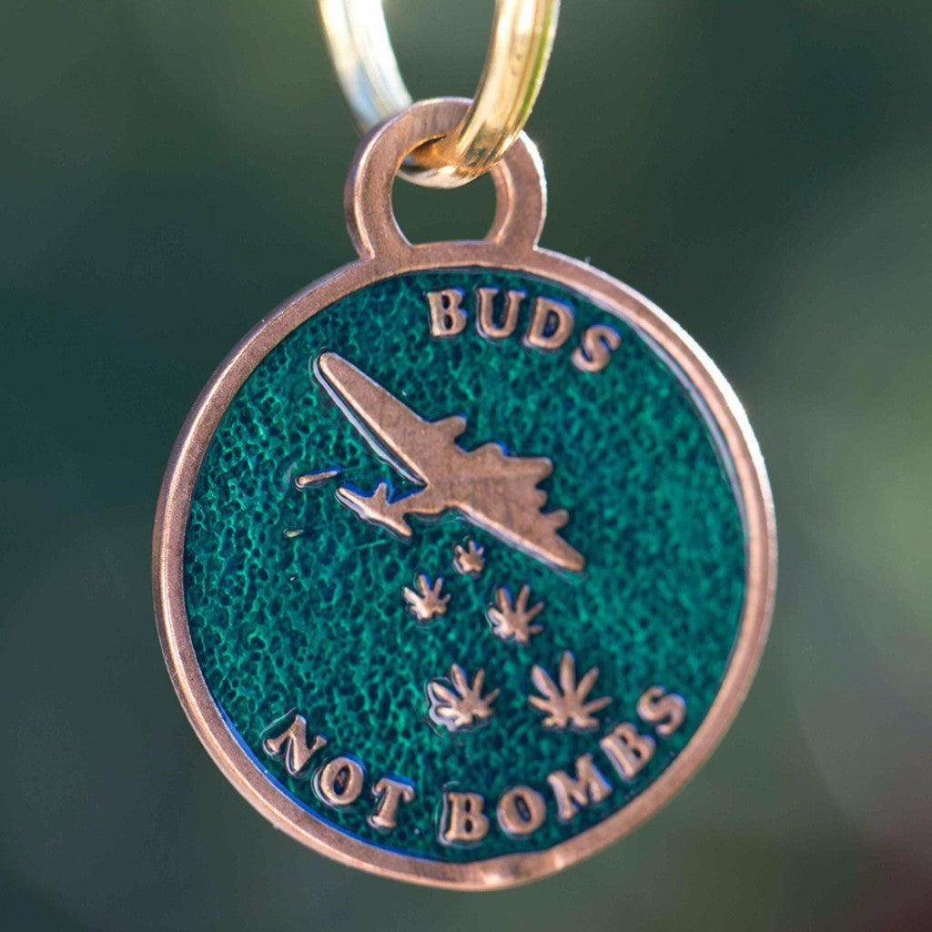Buds Not Bombs High Flyer O.G. Green Enamel Key Chain