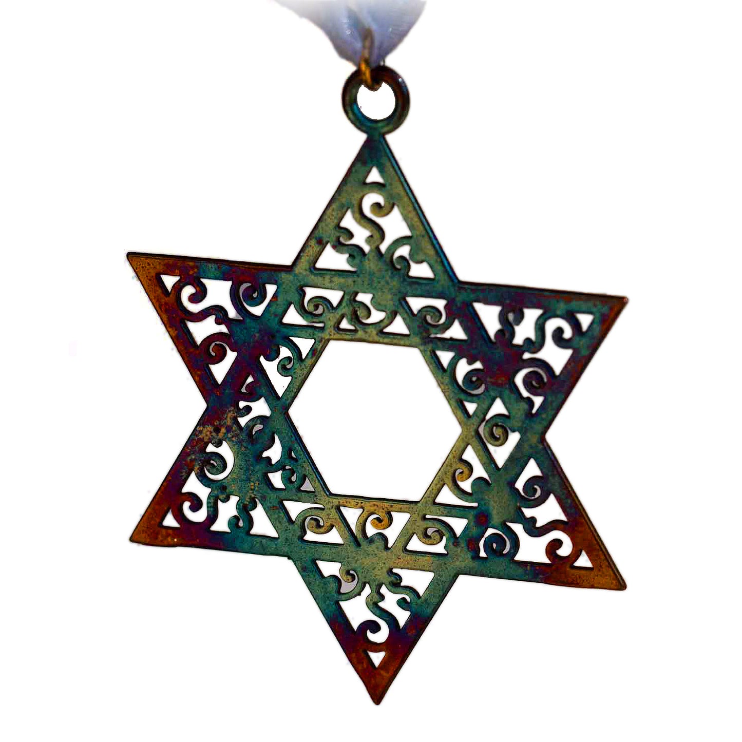 Star of David Filigree Ornament with Ribbon