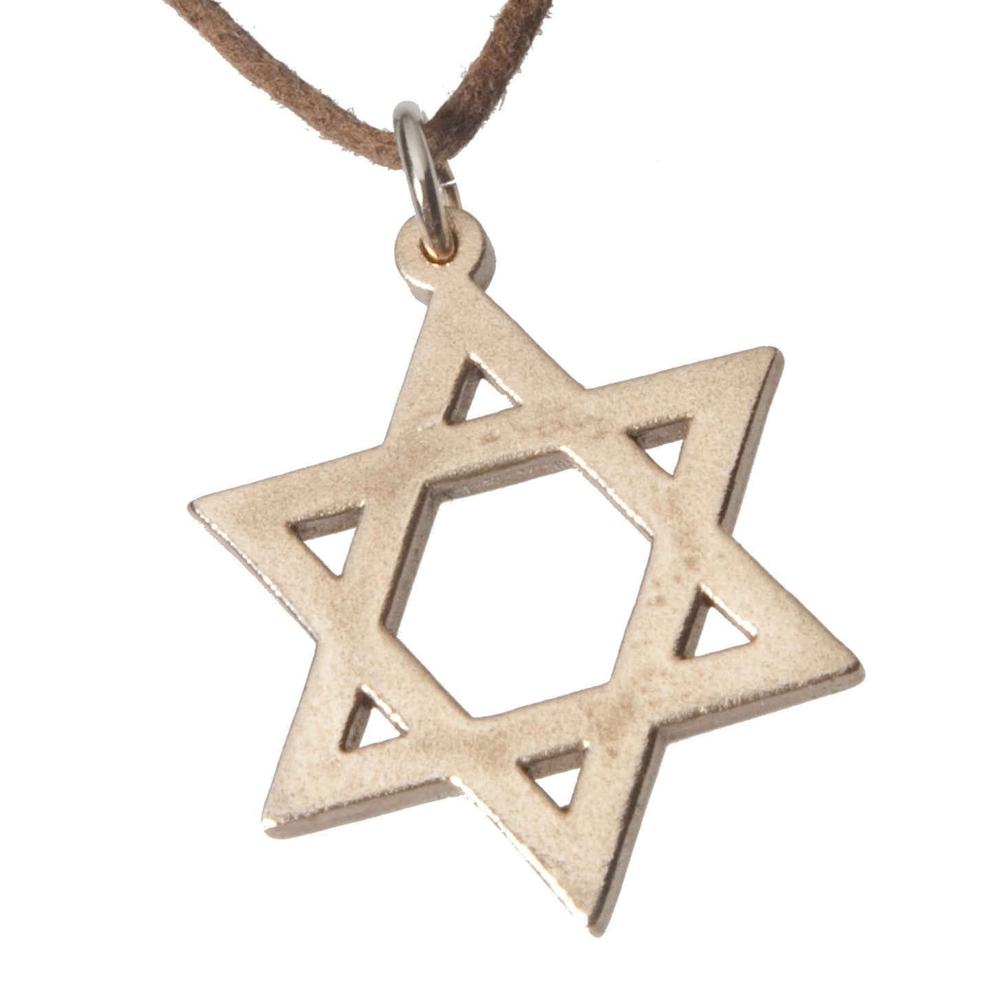 Star of David Peace Bronze Pendant Necklace on Adjustable Natural Fiber Cord