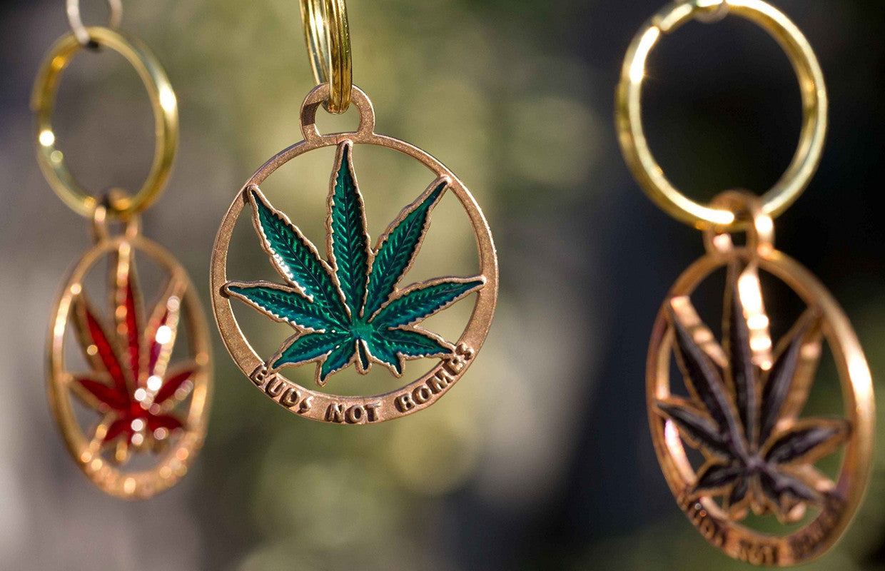 Buds Not Bombs O.G. Green Enamel Leaf Key Chain