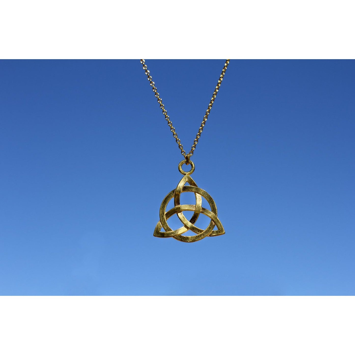 Triquetra Trinity Knot Gold-dipped Pendant Necklace on 18" Rolo Chain