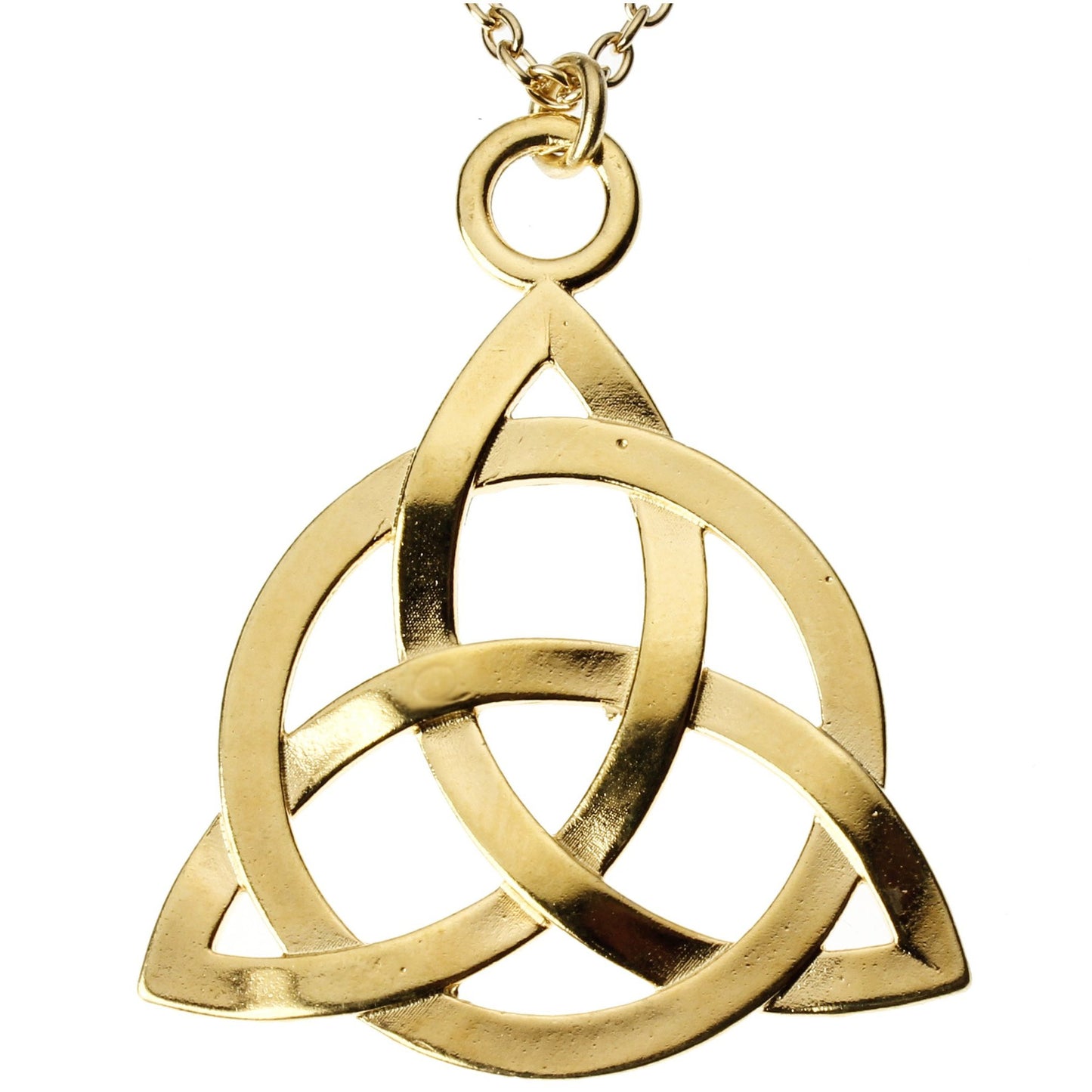 Triquetra Trinity Knot Gold-dipped Pendant Necklace on 18" Rolo Chain