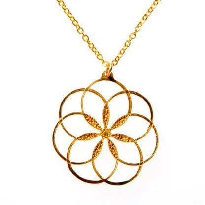 7 Rings of Peace Gold-dipped Pendant Necklace on 18" Rolo Chain