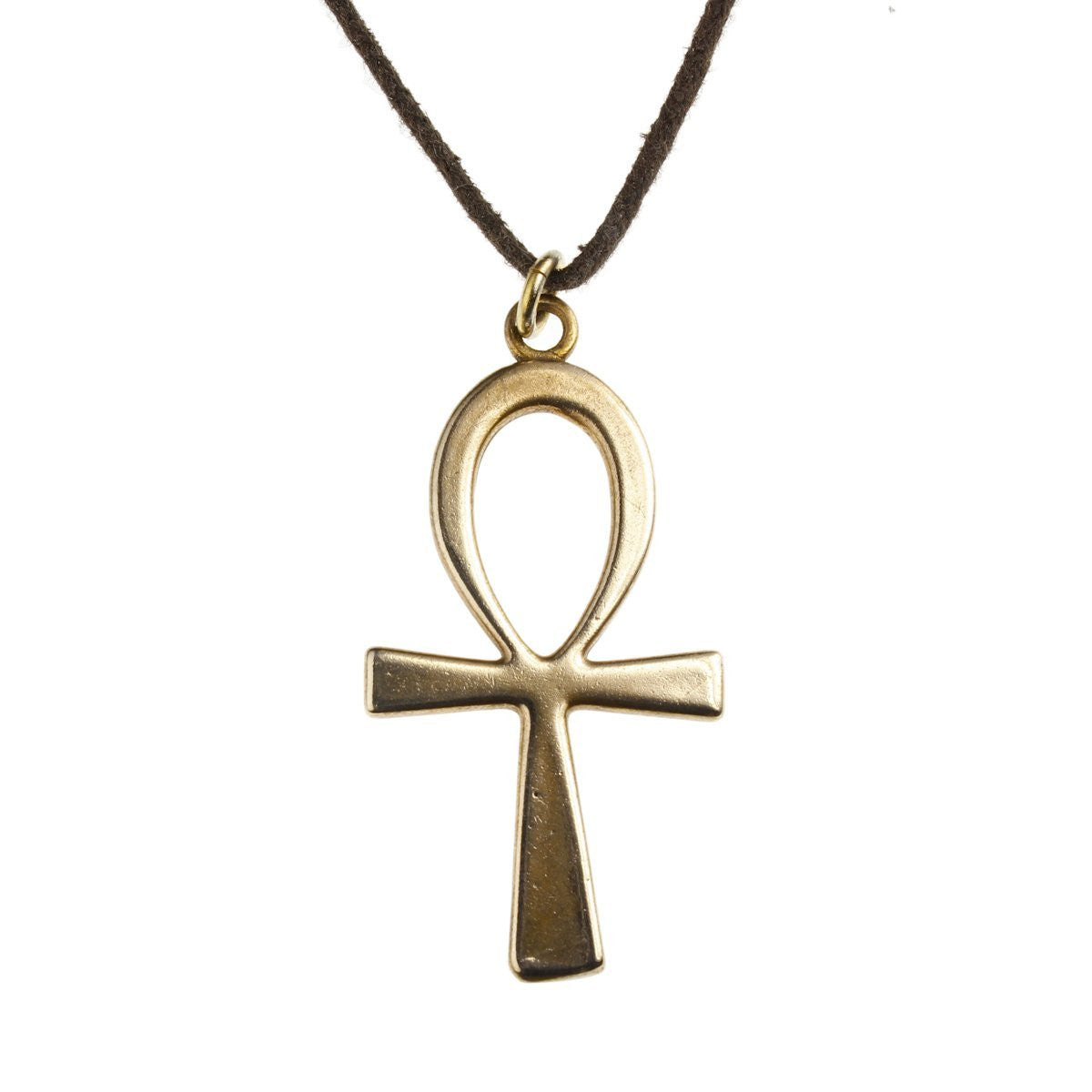 Ankh Peace Bronze Pendant Necklace Adjustable Natural Fiber Cord
