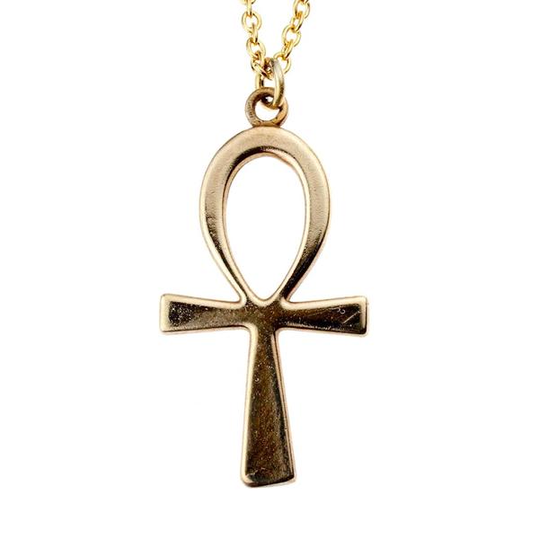 Ankh Peace Bronze Pendant Necklace Rolo Chain