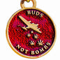 Buds Not Bombs High Flyer Panama Red Enamel Necklace on Polished Brass Ball Chain