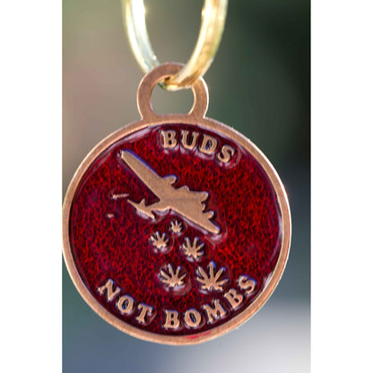Buds Not Bombs High Flyer Panama Red Enamel Key Chain