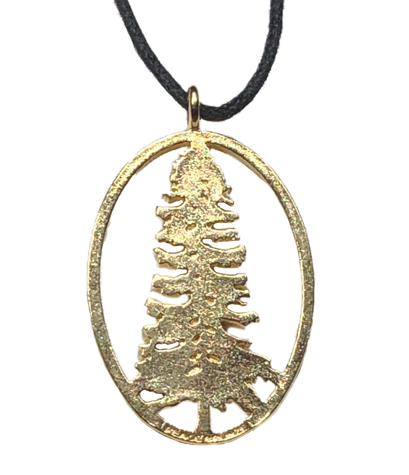 California Redwood Gold-Dipped Pendant Necklace on Adjustable Natural Fiber Cord