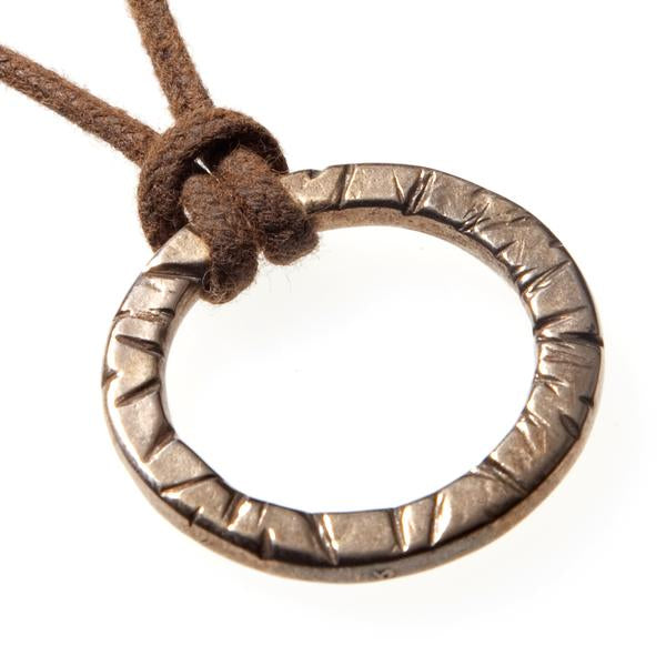 Infinity Peace Bronze Pendant Necklace on Adjustable Natural Fiber Cord