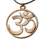 Om Peace Bronze Pendant Necklace on Adjustable Natural Fiber Cord