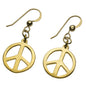 Delicate Peace Symbol Gold-dipped Earrings on French Hooks