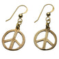Delicate Peace Symbol Peace Bronze Earrings on French Hooks