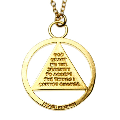 AA Symbol Gold-dipped Pendant Necklace on 18" Rolo Chain
