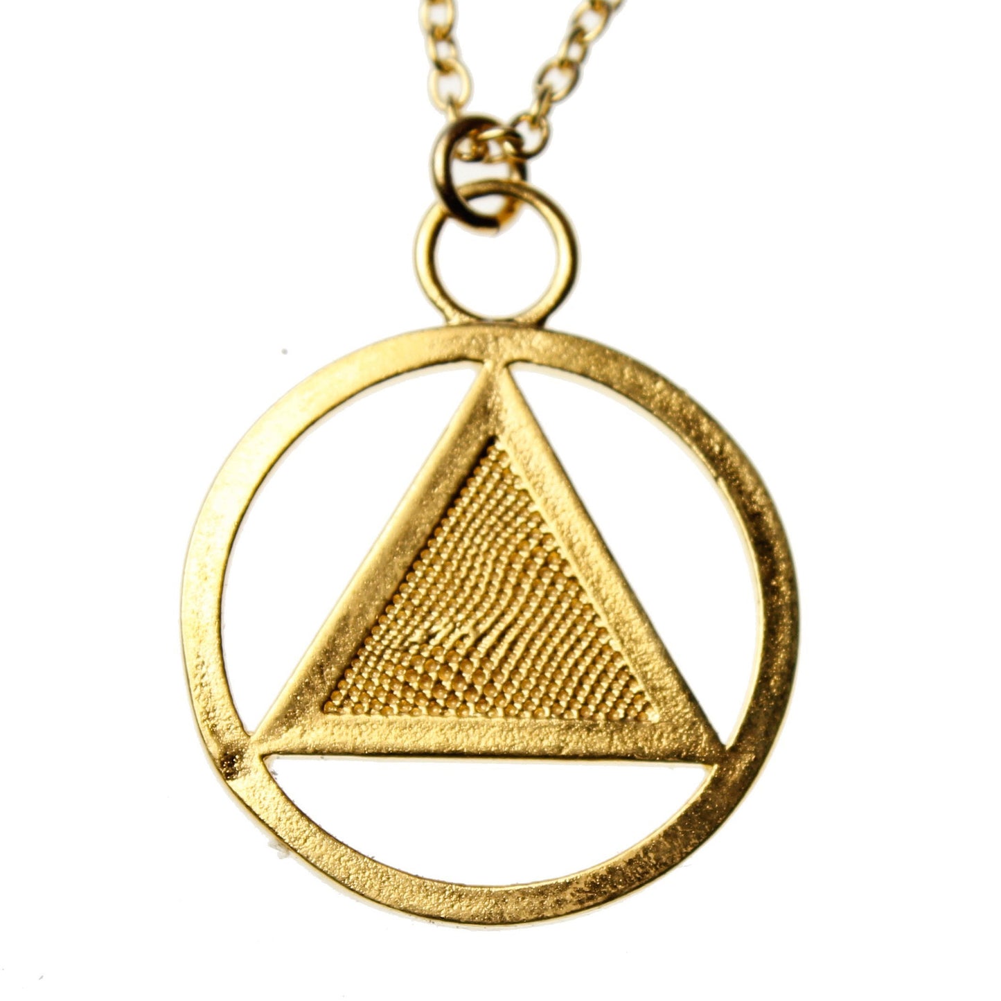 AA Symbol Gold-dipped Pendant Necklace on 18" Rolo Chain