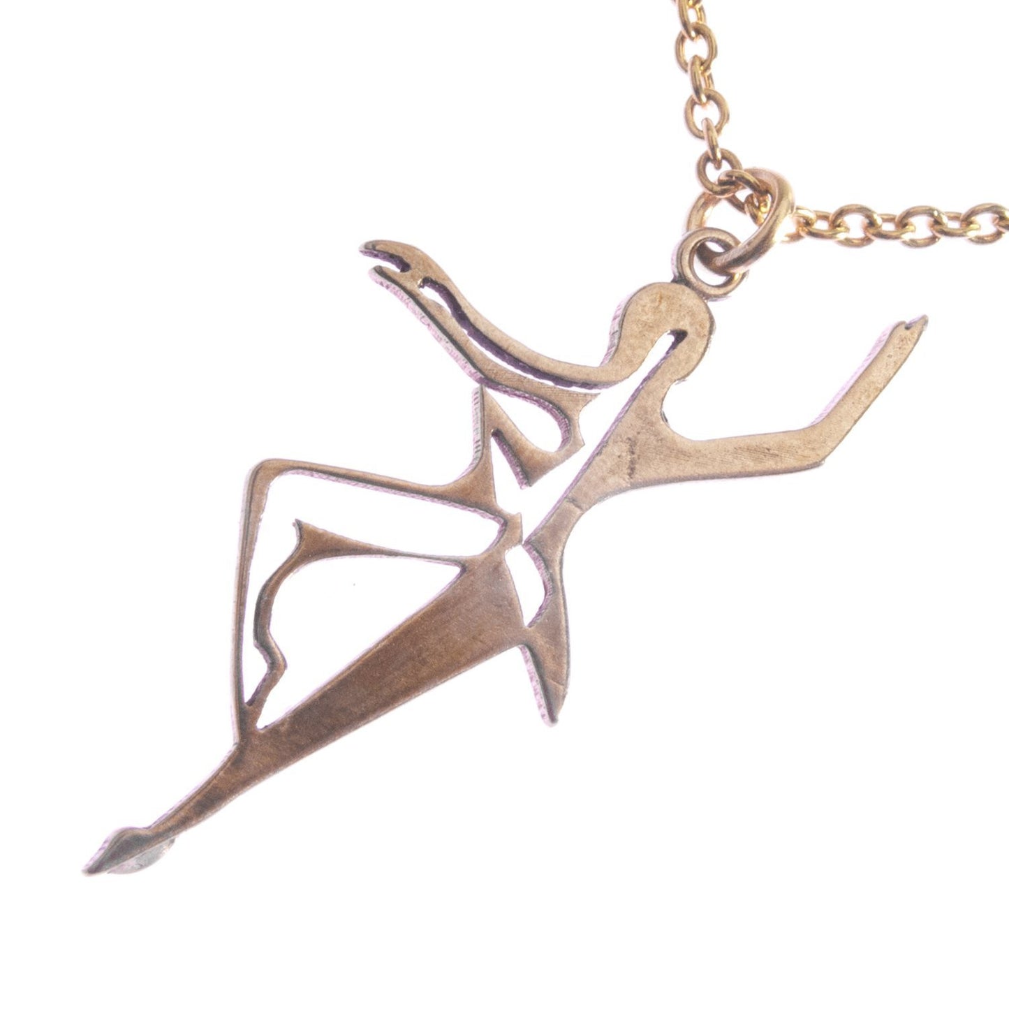 Dancing for Peace Filagree Peace Bronze Pendant Necklace on 18" Rolo Chain