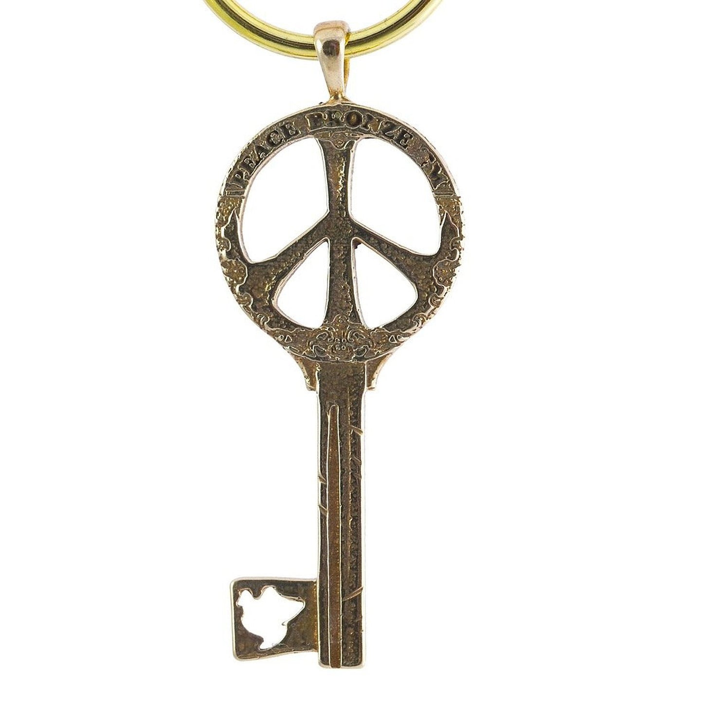 Key to Peace Peace Bronze Key Chain