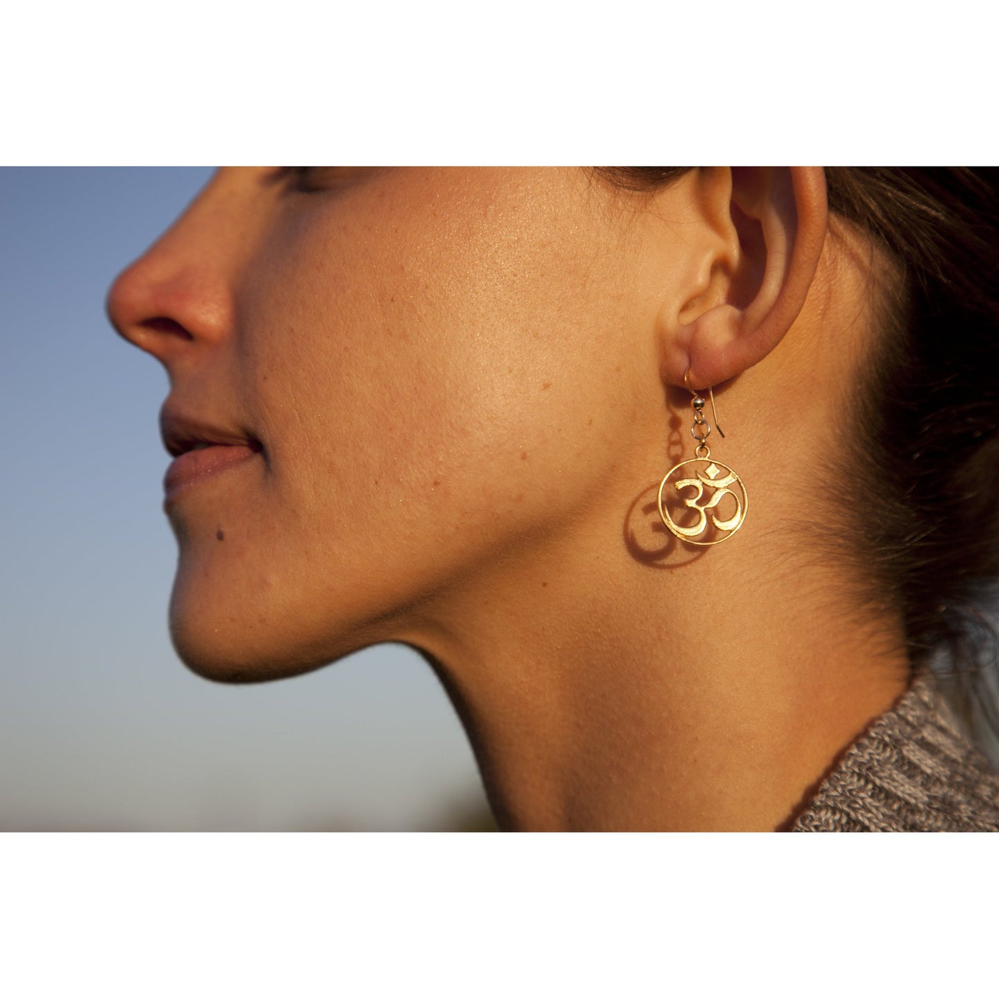 Delicate Om Gold Dipped Earrings on French Hooks