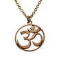 Delicate Om Peace Bronze Pendant Necklace on 18" Rolo Chain