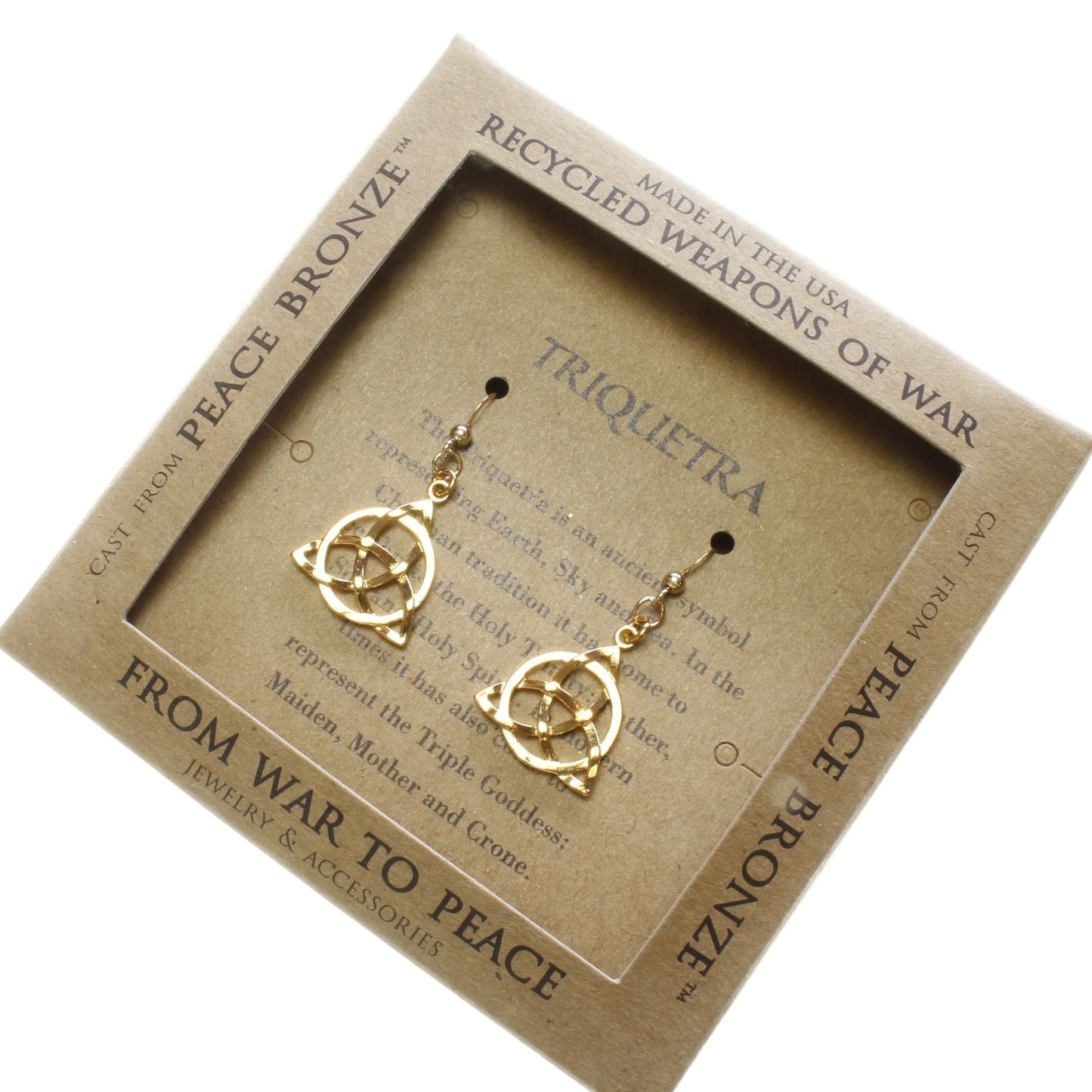 Delicate Triquetra Trinity Knot Gold-dipped Earrings on French Hooks