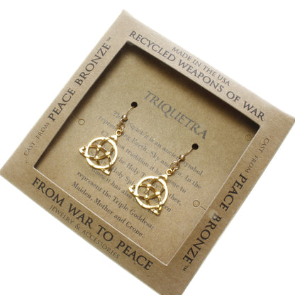 Delicate Triquetra Trinity Knot Gold-dipped Earrings on French Hooks