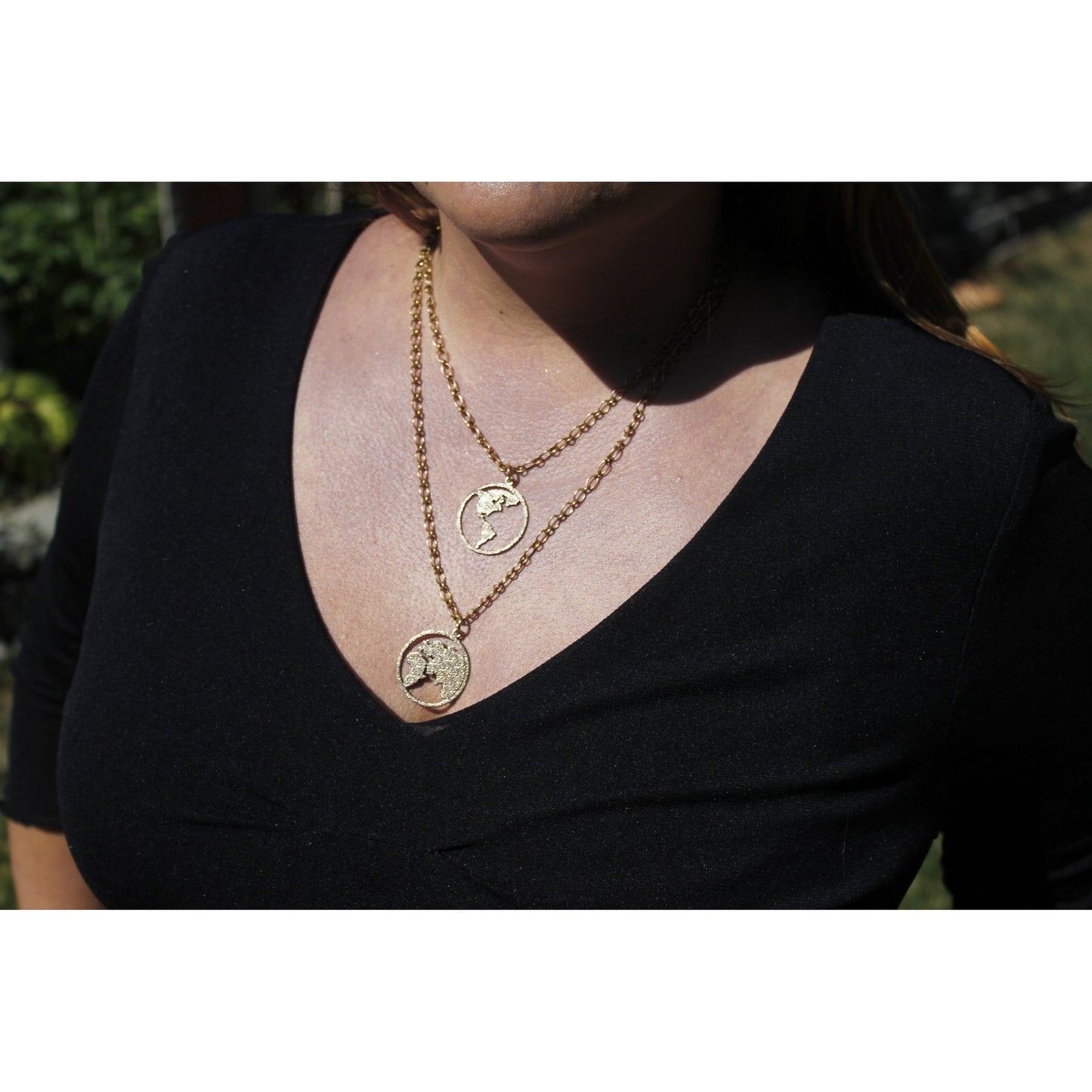 Peace on Earth Double Hemisphere Gold-dipped Necklace