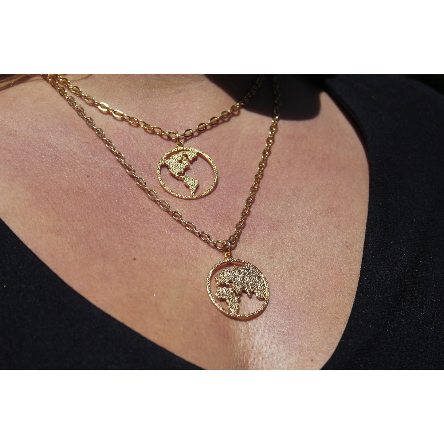 Peace on Earth Double Hemisphere Gold-dipped Necklace
