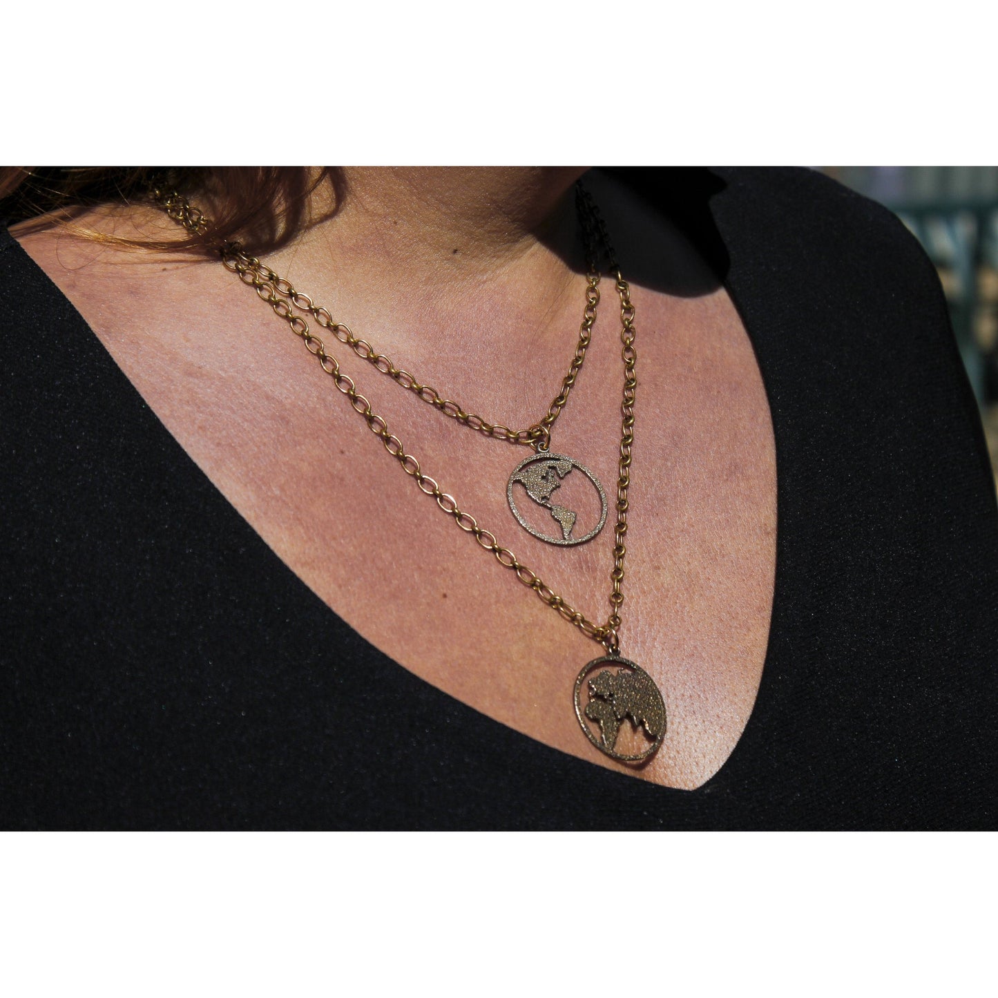 Peace on Earth Double Hemisphere Peace Bronze Necklace