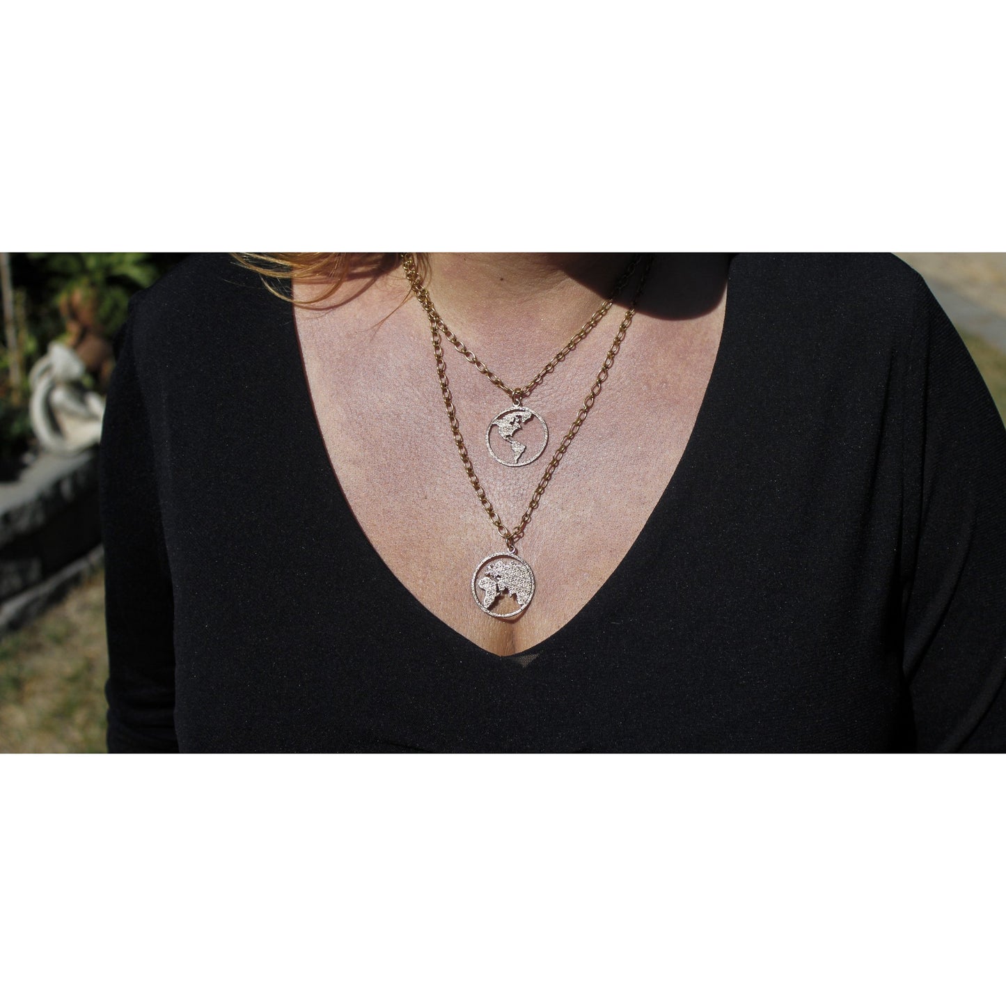 Peace on Earth Double Hemisphere Peace Bronze Necklace