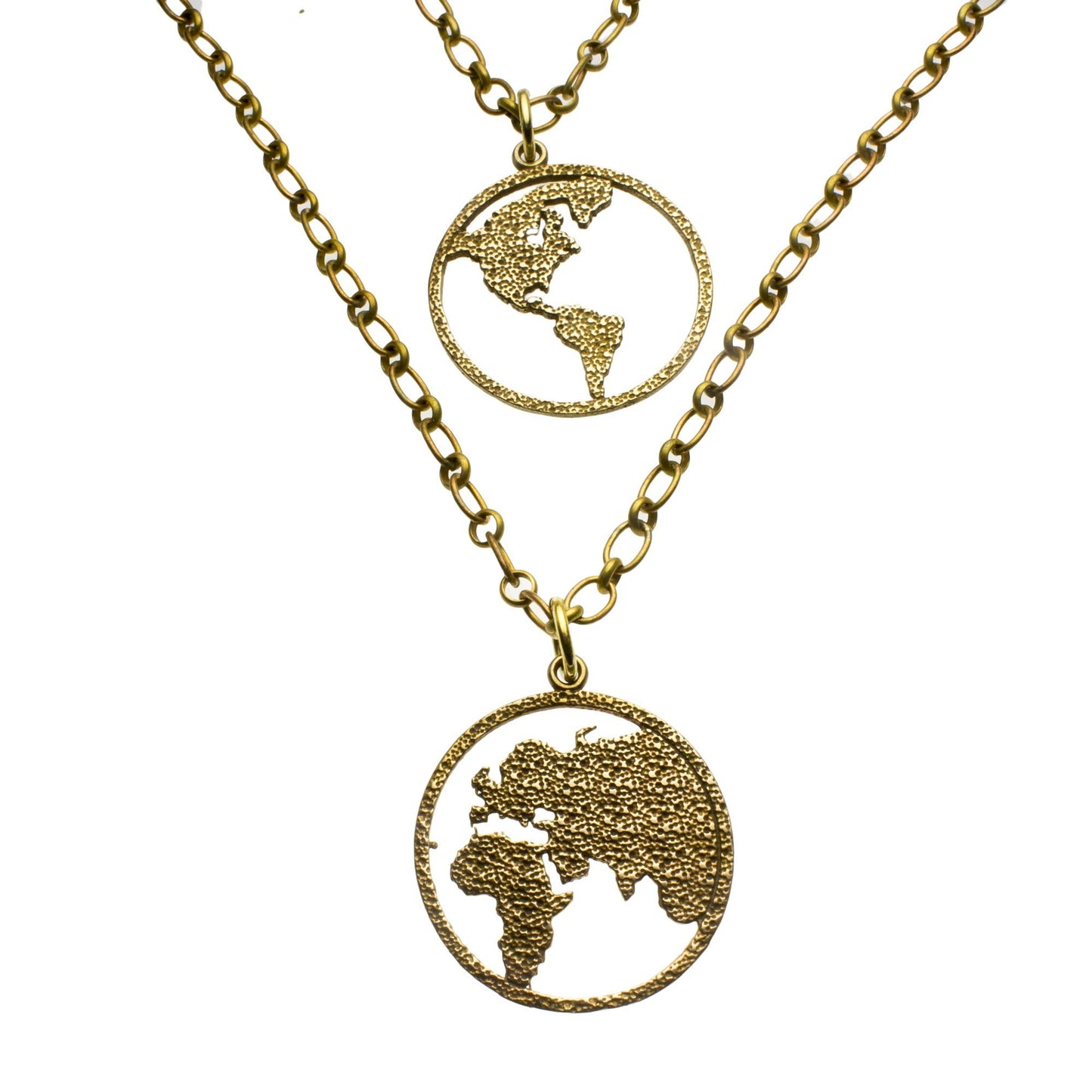 Peace on Earth Double Hemisphere Peace Bronze Necklace